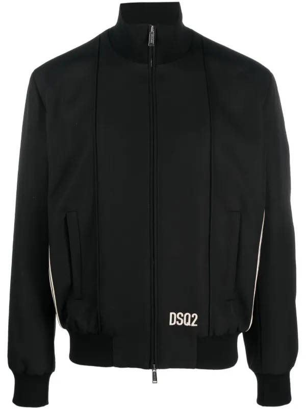 DSQUARED2 ストライプトリム ボンバージャケット | ブラック | FARFETCH JP