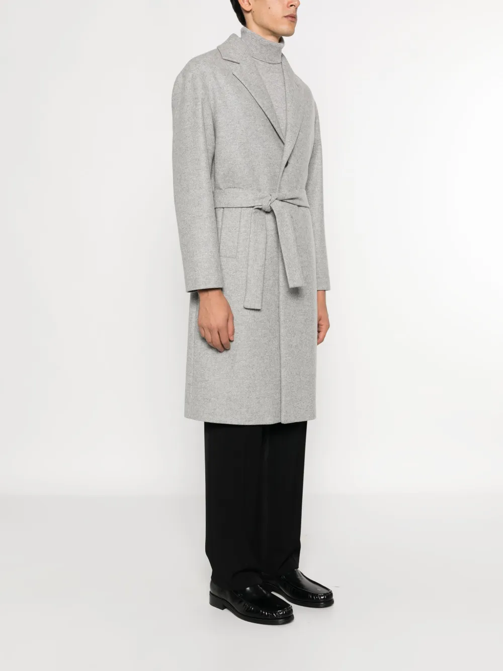 Shop Hevo Cisternino Belted Single-breasted Coat In Grey