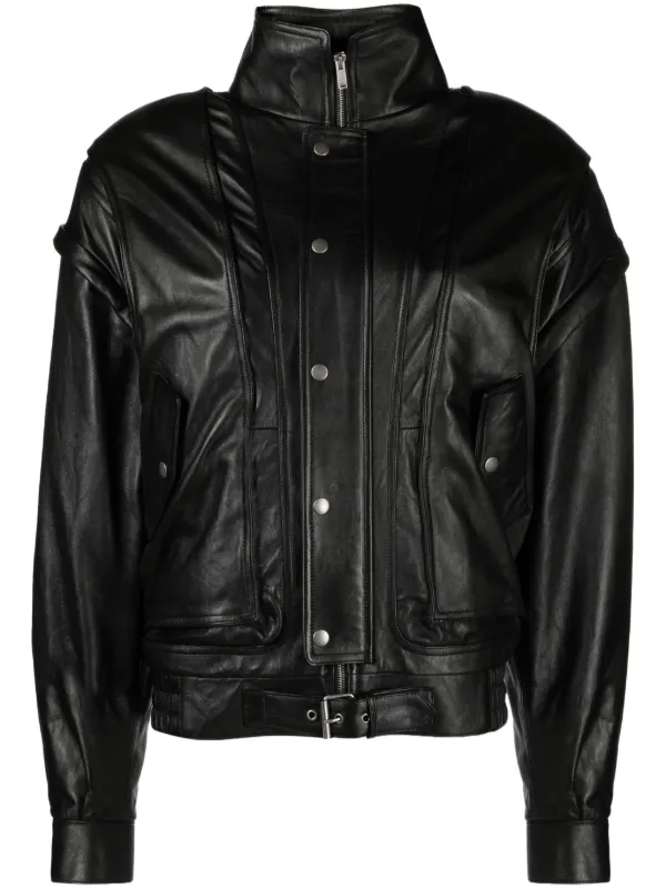 Saint Laurent detachable-sleeves Leather Bomber Jacket - Farfetch