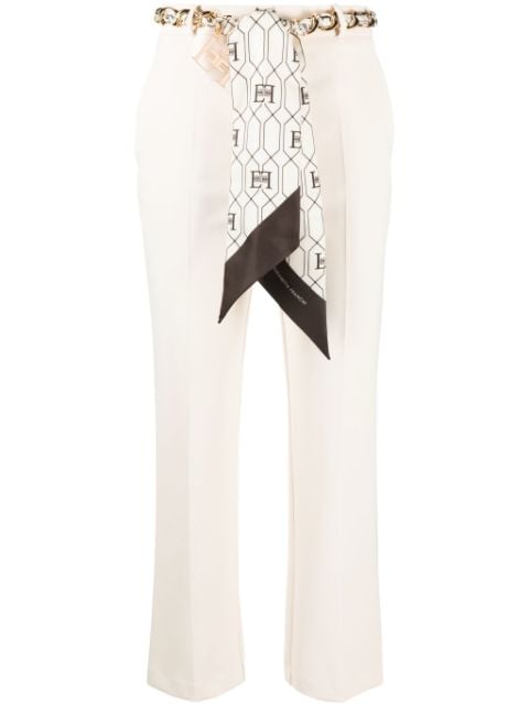 Elisabetta Franchi scarf-embellished crepe trousers