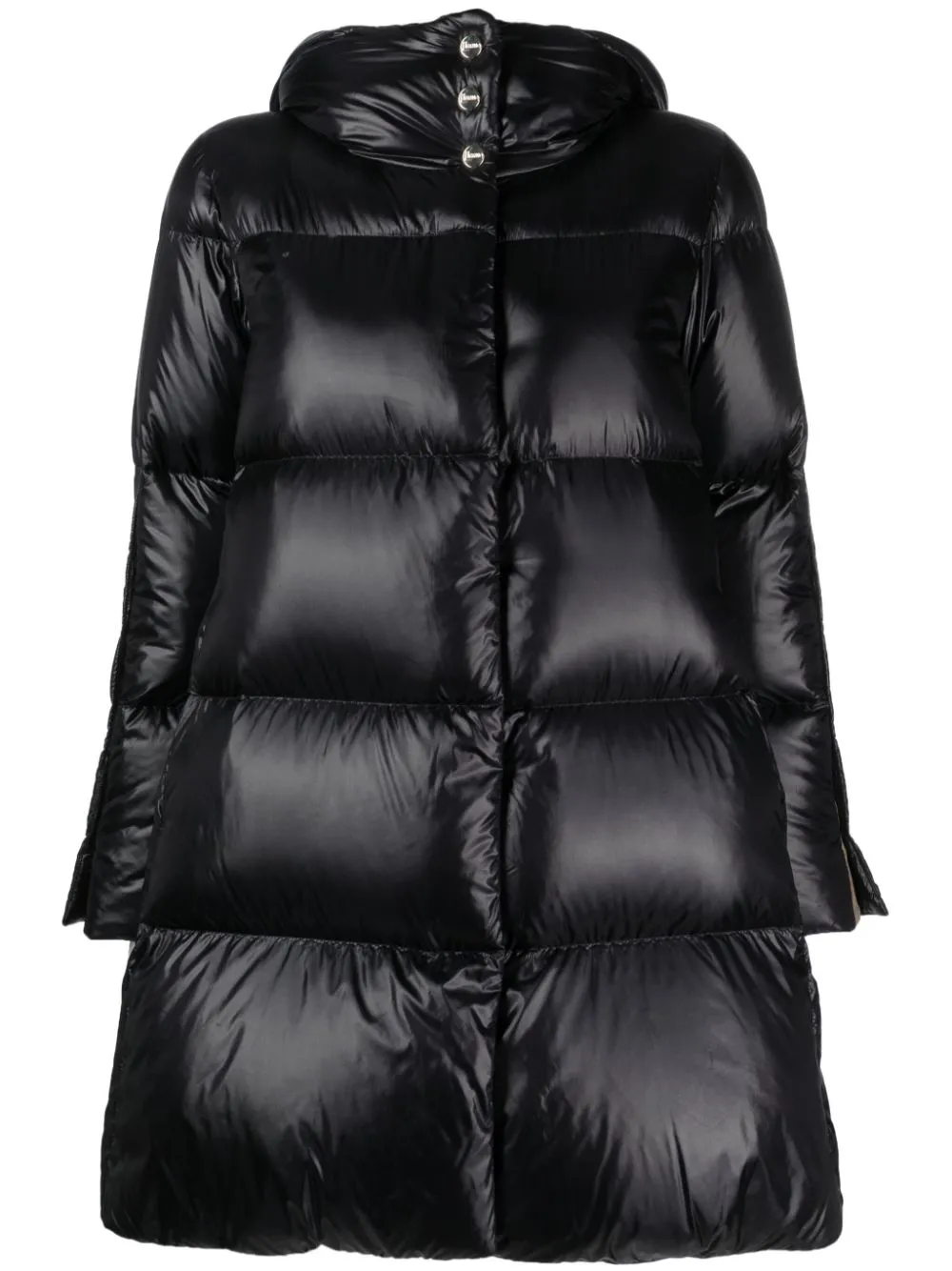 Herno Quilted Hooded Down Coat In Black