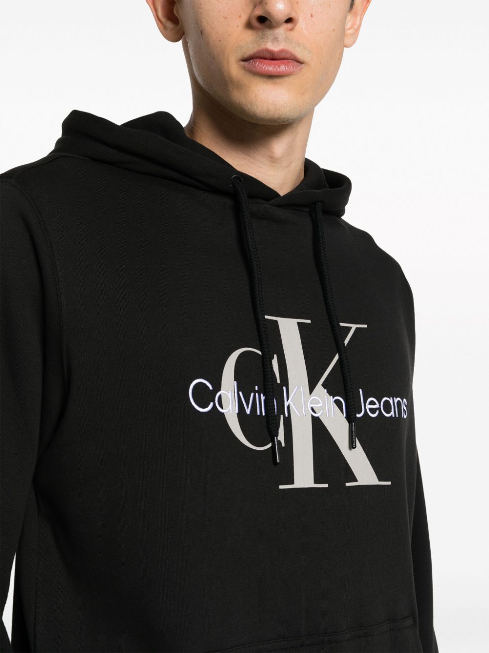 Shop Calvin Klein Jeans Est.1978 Logo-print Cotton Hoodie In Black