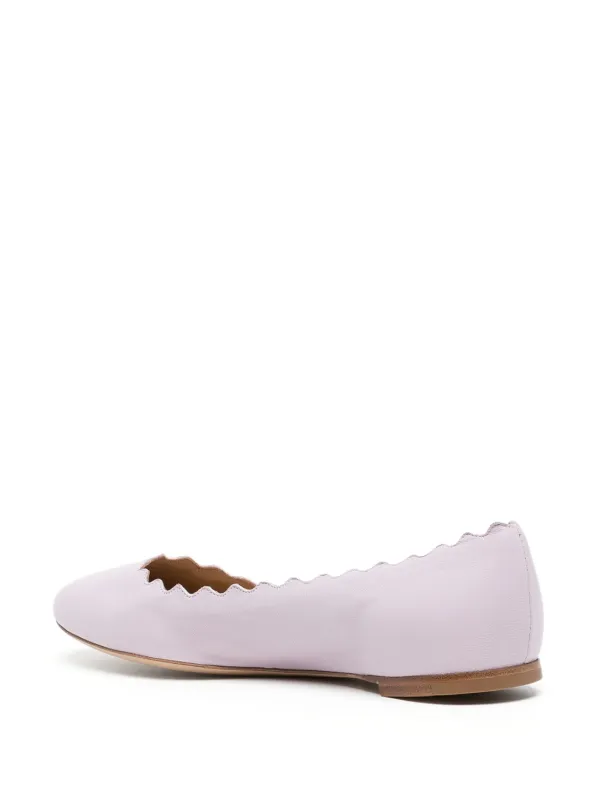 Chloé Lauren scallop-edge Leather Ballerina Shoes | Purple Chloé Lauren scallop-edge Leather Ballerina Shoes | Purple