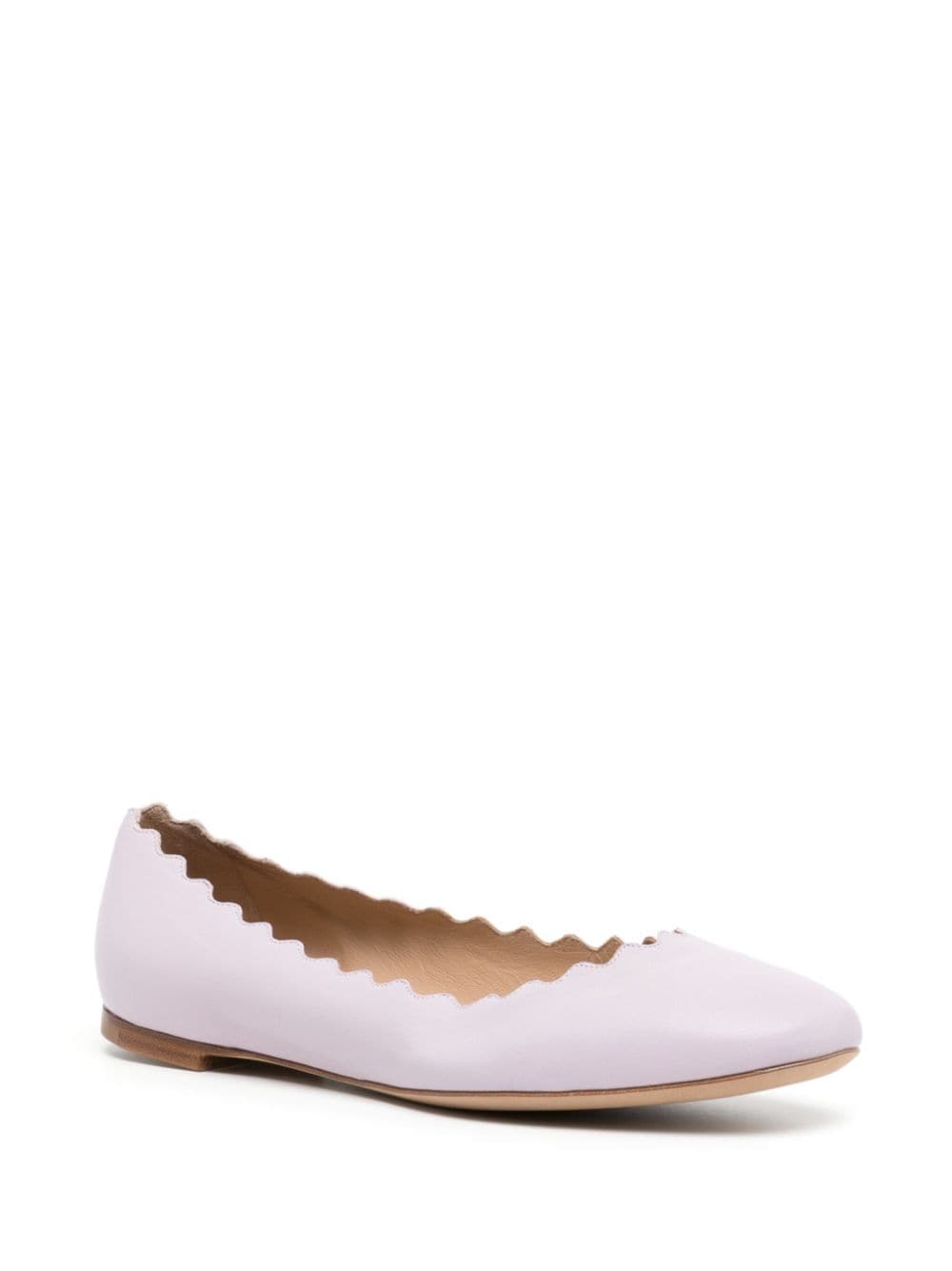 Shop Chloé Lauren Scallop-edge Leather Ballerina Shoes In Purple