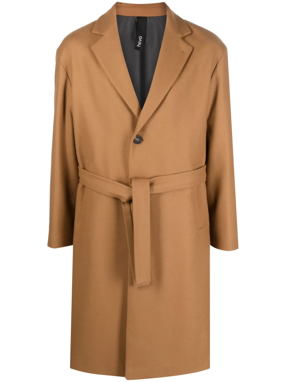 Hevo Cisternino Belted Single-breasted Coat In Neutrals