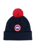 Canada Goose Kids logo-patch wool beanie - Blue