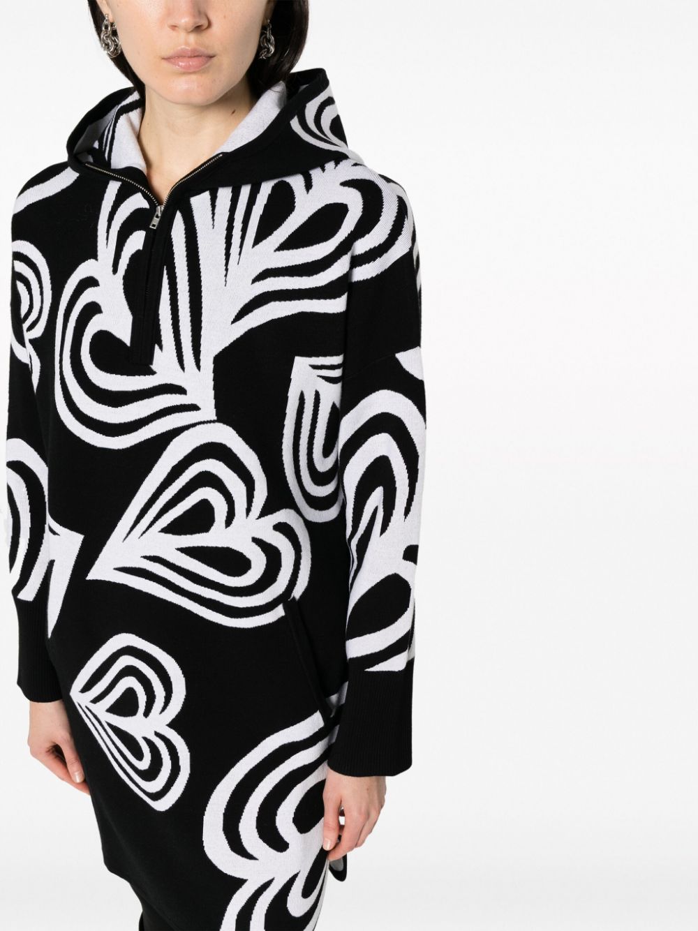 Shop Diane Von Furstenberg Intarsia-knit Heart Hooded Dress In Schwarz