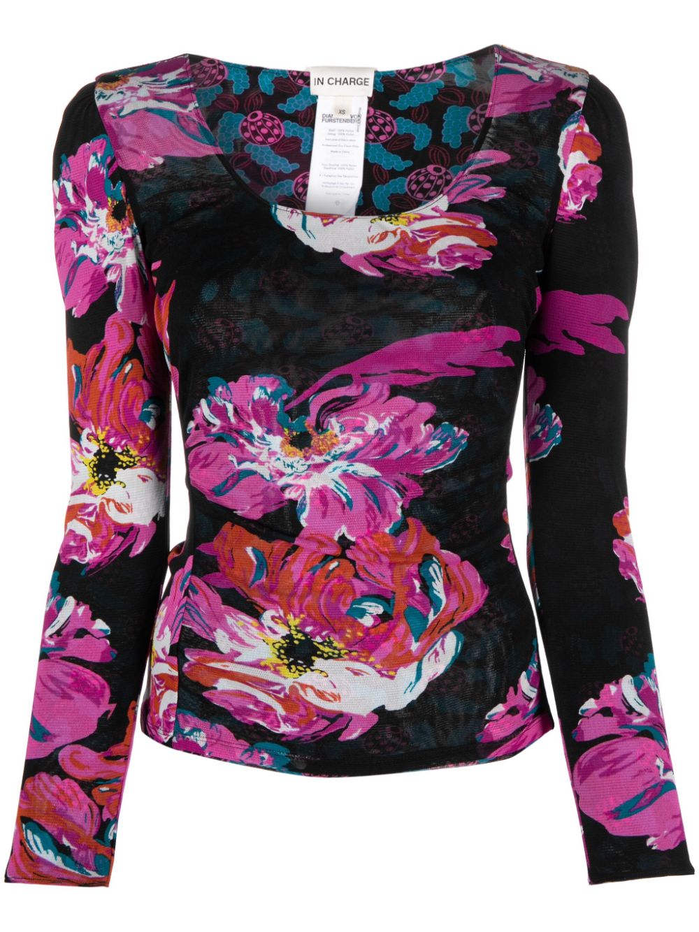 Women's Long Sleeve Tops Printed Floral T-shirt Purple Flower