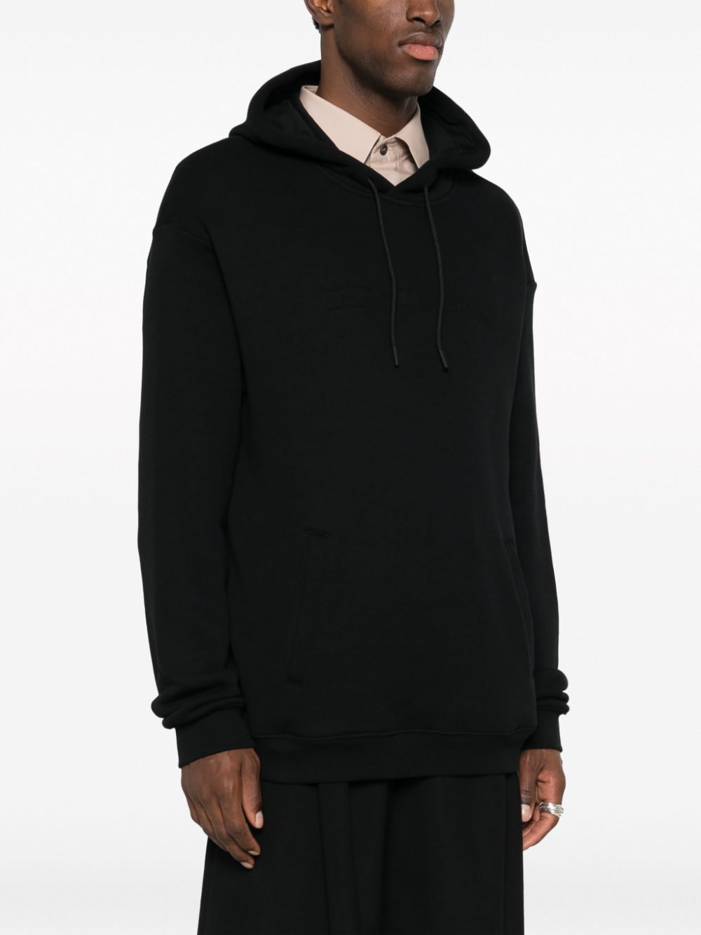 Emporio Armani logo-embossed cotton hoodie Men