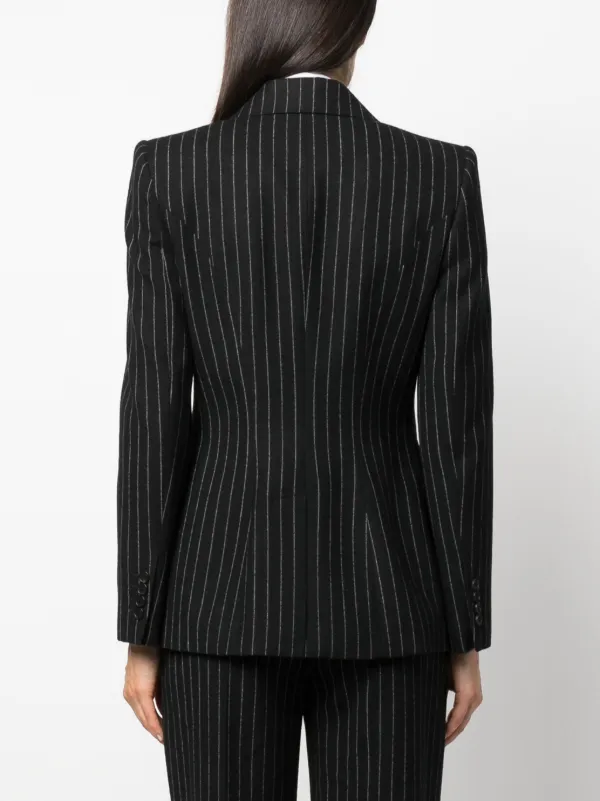 Alexander McQueen Striped double-breasted Blazer | Black