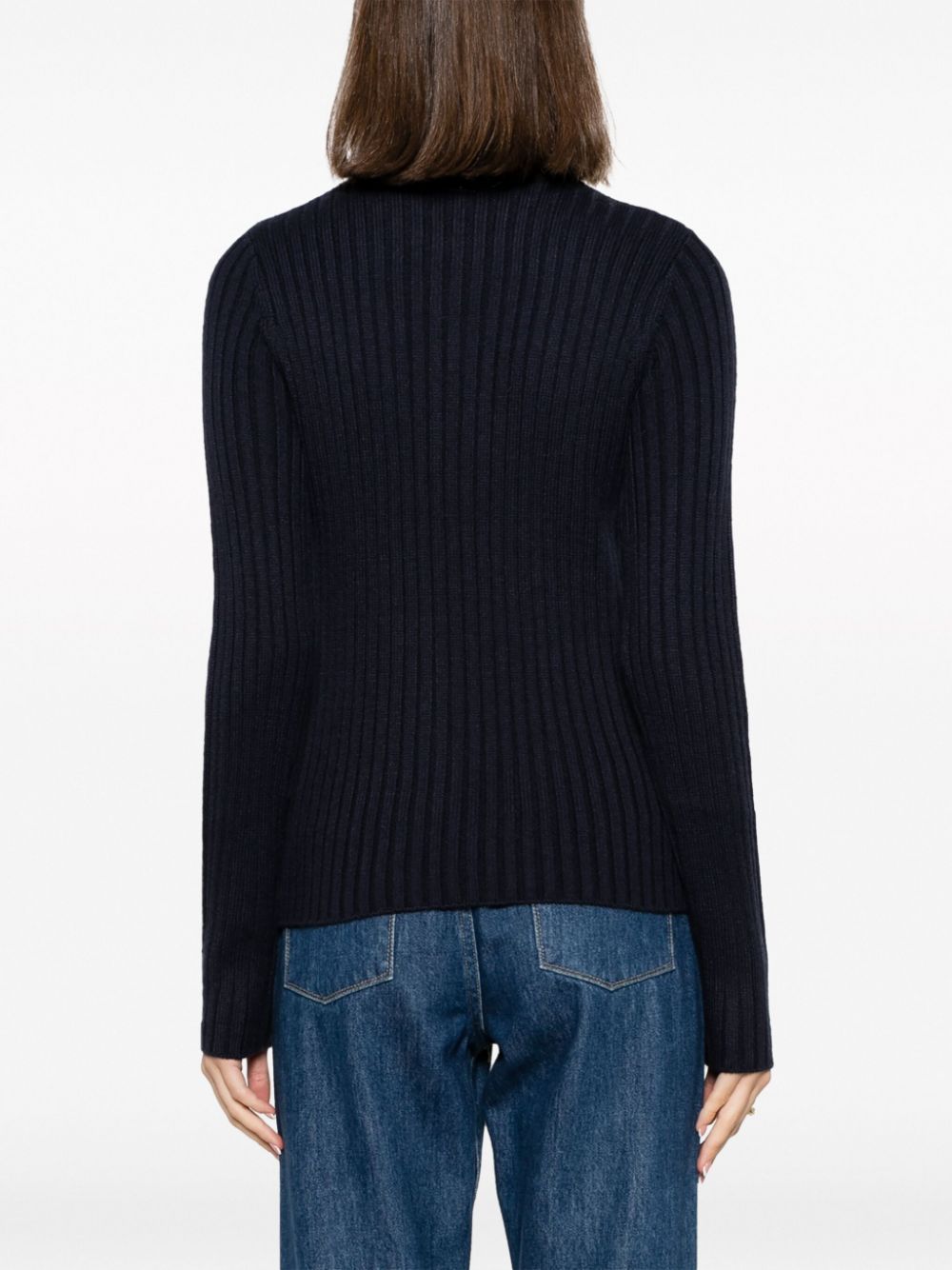 Shop Liu •jo Mock-neck Ribbed Jumper In Blau