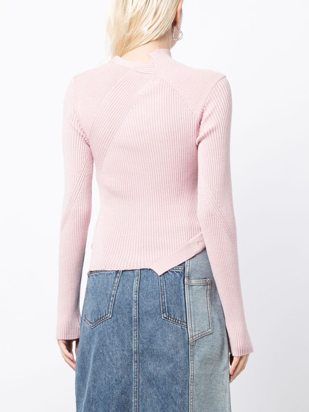 Shop Feng Chen Wang Cut-out Detailing Ribbed-knit Jumper In Pink