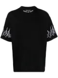 Vision Of Super flame-embroidered short-sleeve cotton T-shirt - Black