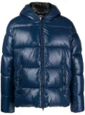 Save The Duck logo-patch padded hooded jacket - Blue