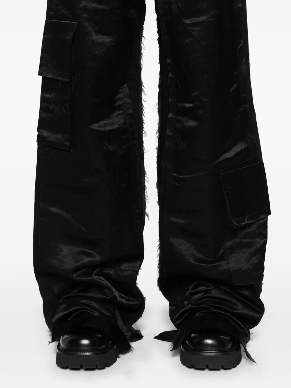 Shop Mlga Deconstructed Cotton Cargo Trousers In Black