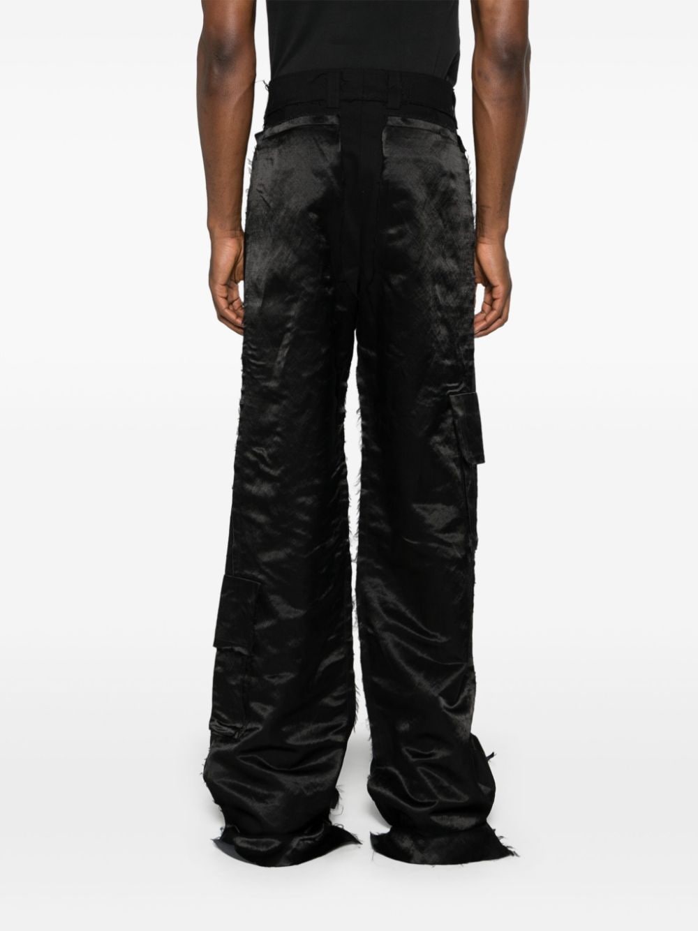 Shop Mlga Deconstructed Cotton Cargo Trousers In Black