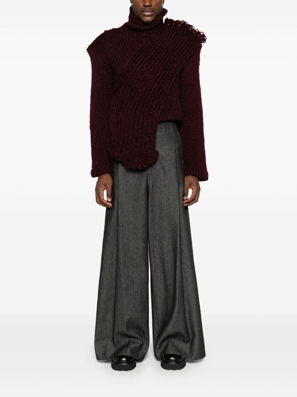 Shop Mlga High-neck Chunky-knit Jumper In Red