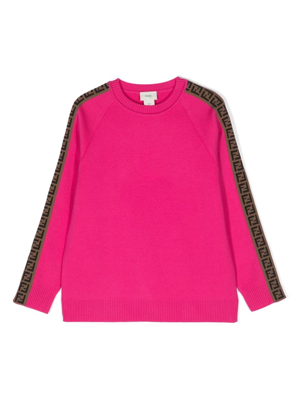 Fendi Kids' Ff Logo-embroidered Wool Jumper In Pink