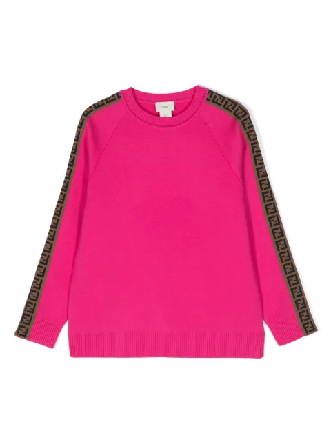 Fendi Kids FF 로고 자수 울 스웨터 