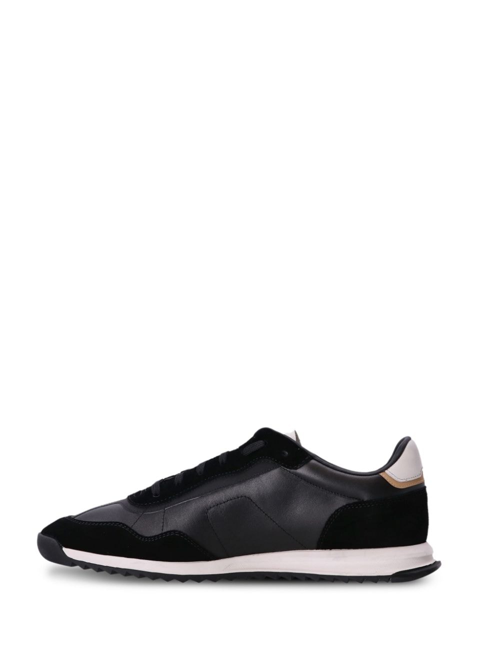 Shop Hugo Boss Low-top Panelled Leather Sneakers In Black