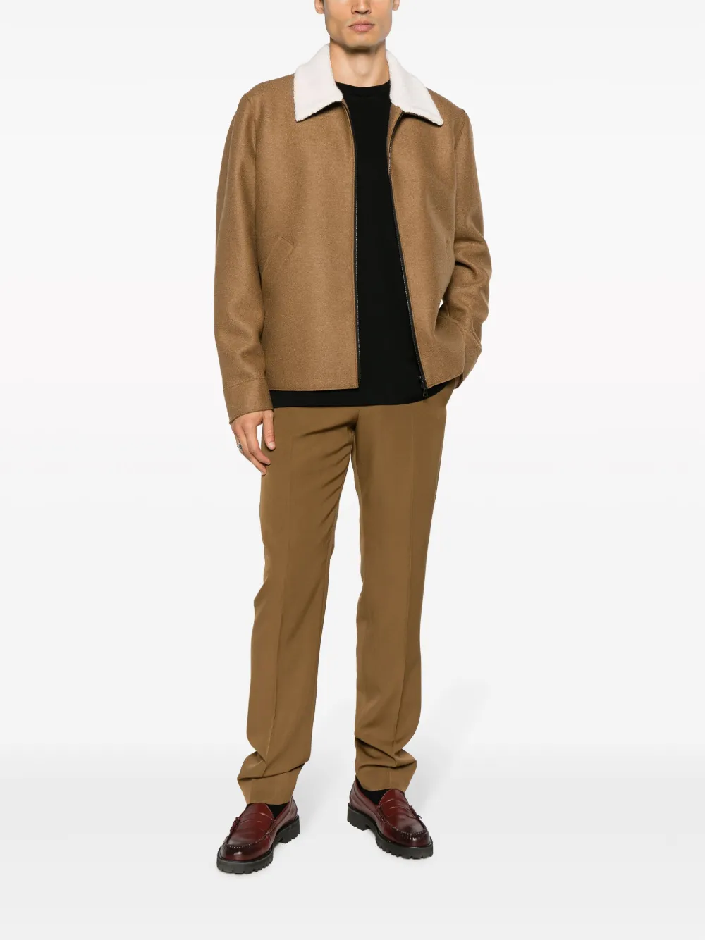 Harris Wharf London Golf zip-up wool jacket - Bruin