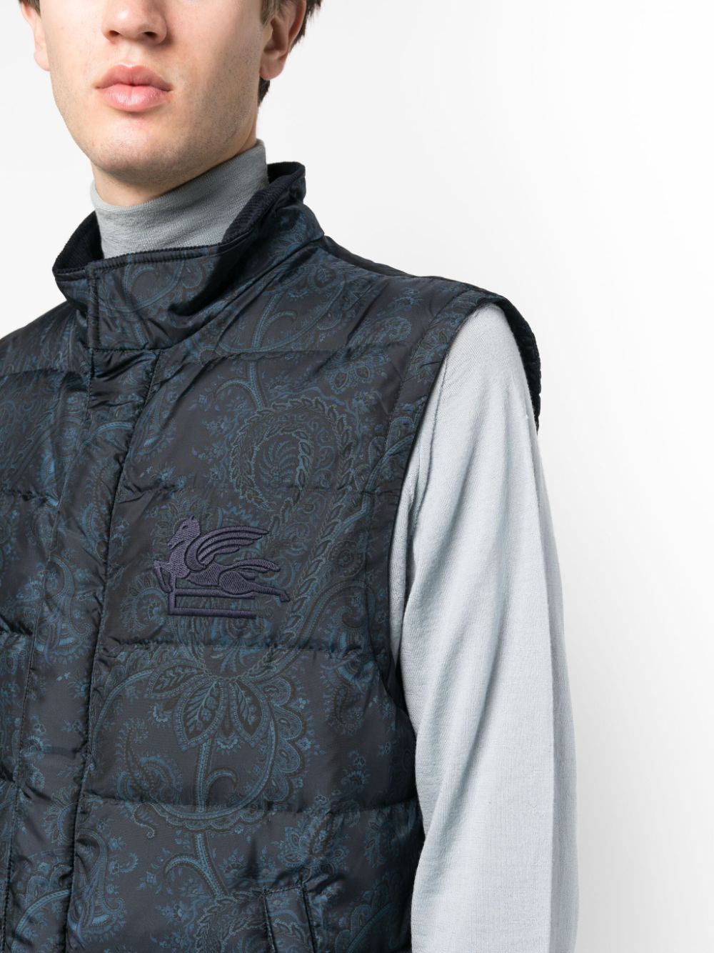 Shop Etro Paisley-print Padded Gilet In Blue