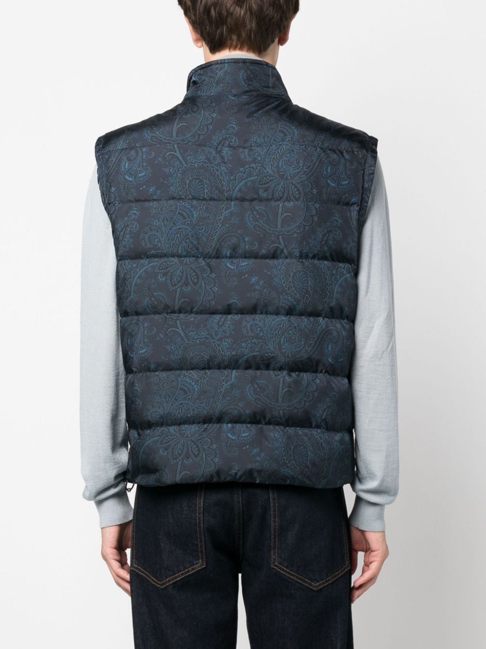 Shop Etro Paisley-print Padded Gilet In Blue