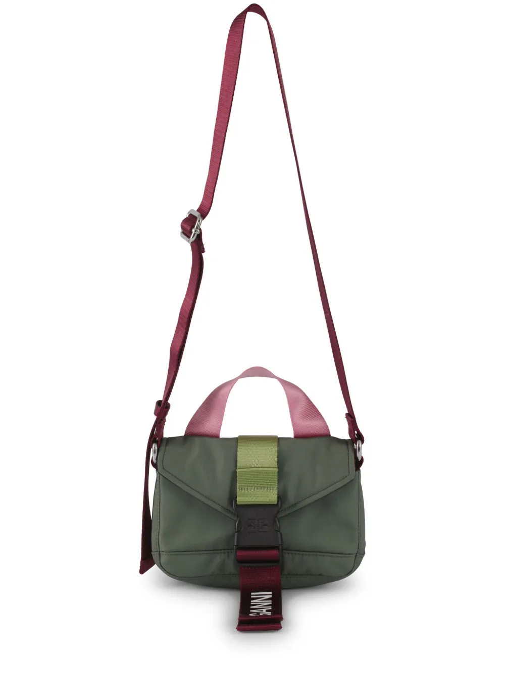 Ganni Recycled Tech Mini Satchel Bag In Khaki
