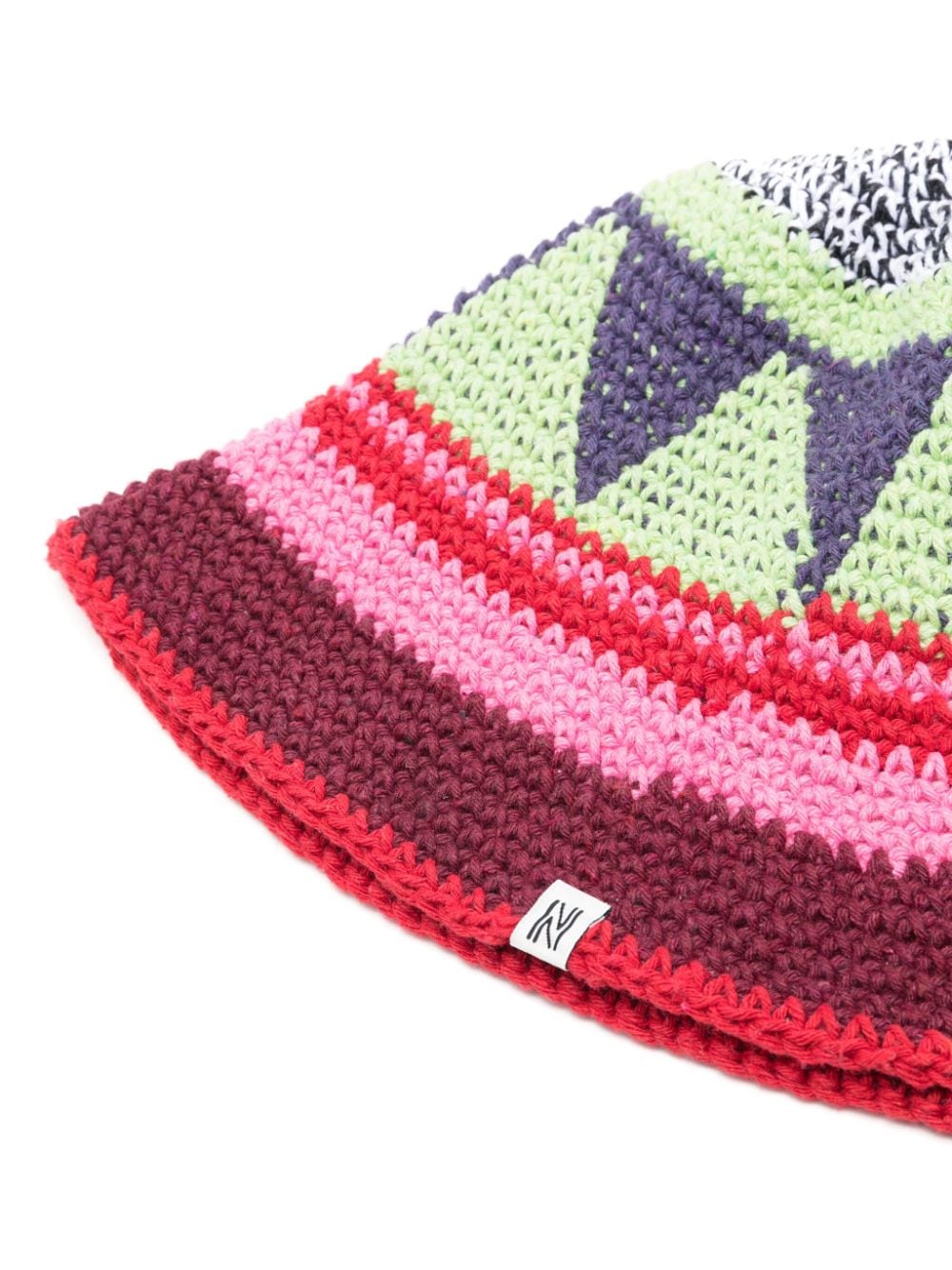 Shop Nannacay Crochet-knit Cotton Bucket Hat In Multicolour