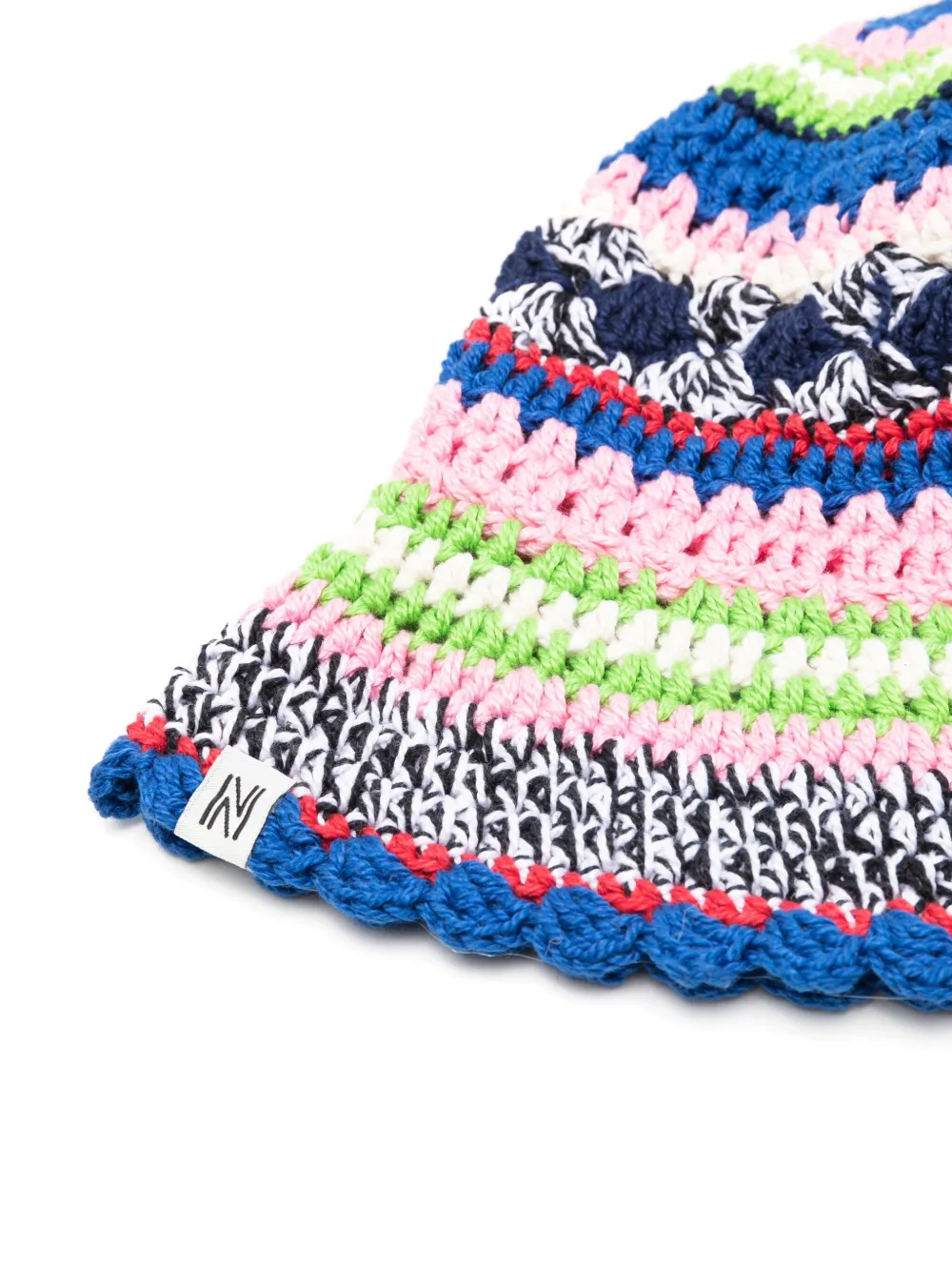 Shop Nannacay Crocket-knit Cotton Bucket Hat In Multicolour