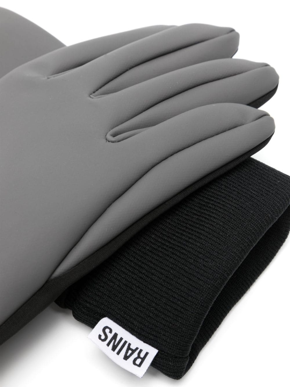 Shop Rains Logo-tag Two-tone Panelled Gloves In Grey