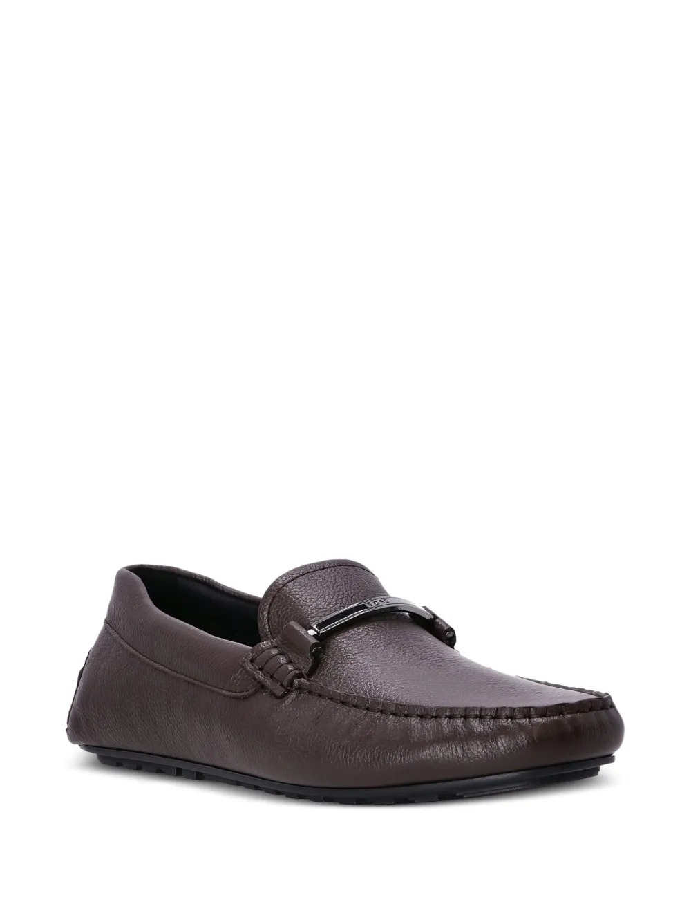 BOSS Loafers met logoplakkaat - Bruin