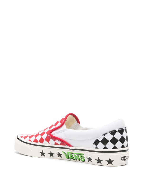 Vans red sale check slip on