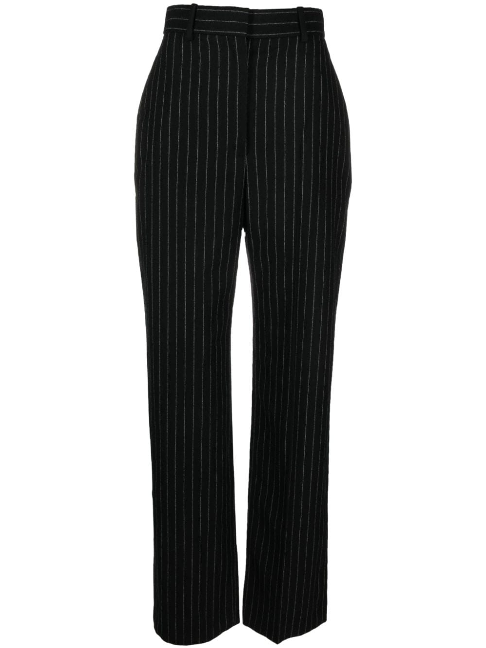 Alexander Mcqueen Pinstripe Tailored Wool Trousers In Black