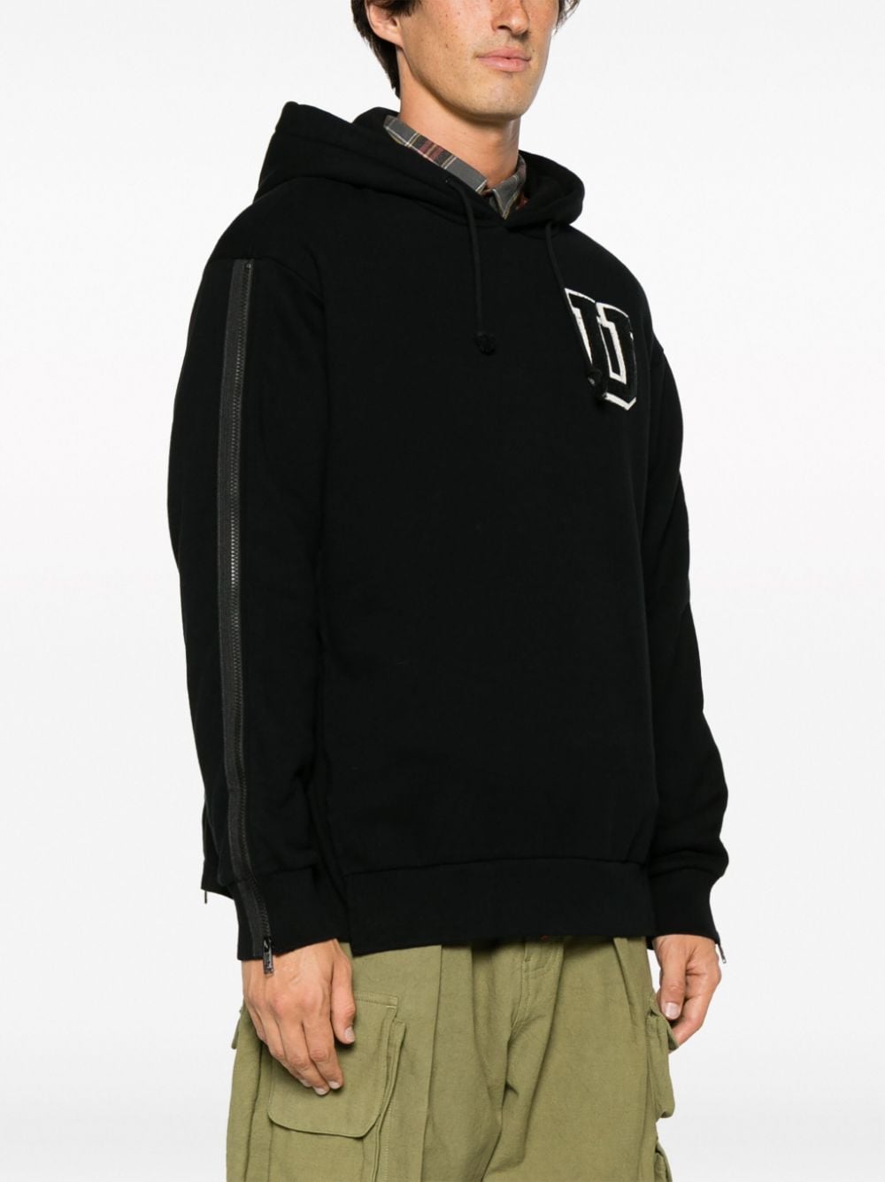 Shop Undercover Logo-patch Cotton Hoodie In Black