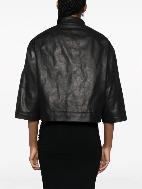 リックオウエンスレザージャケット Rick Owens クロップド レザージャケット | ブラック | FARFETCH JP