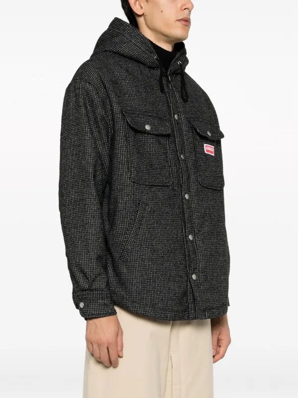 Kenzo houndstooth-pattern Hooded Jacket | Grey | FARFETCH