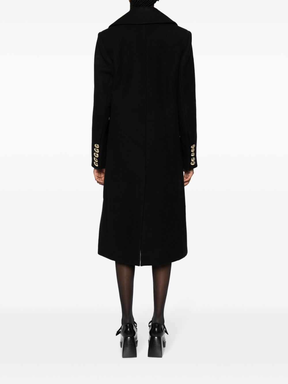 Shop Nina Ricci Double-breasted Wool-blend Coat In 黑色