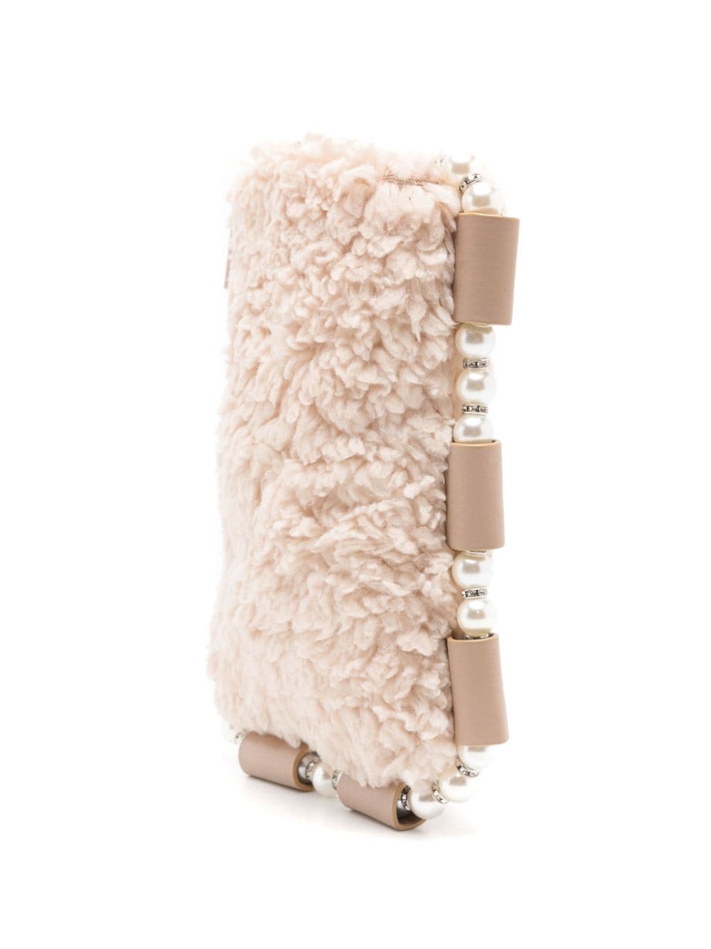 Shop Estilé Teddy Fleece-texture Phone Bag In Neutrals