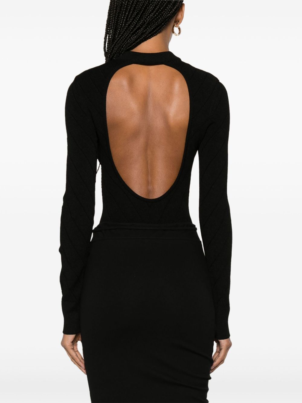 Shop Balmain Lion-buttons Open-back Bodysuit In Black