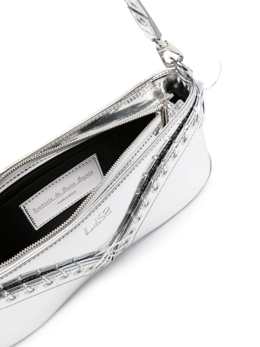 Shop Ludovic De Saint Sernin The Cleavage Metallic Shoulder Bag In Silver