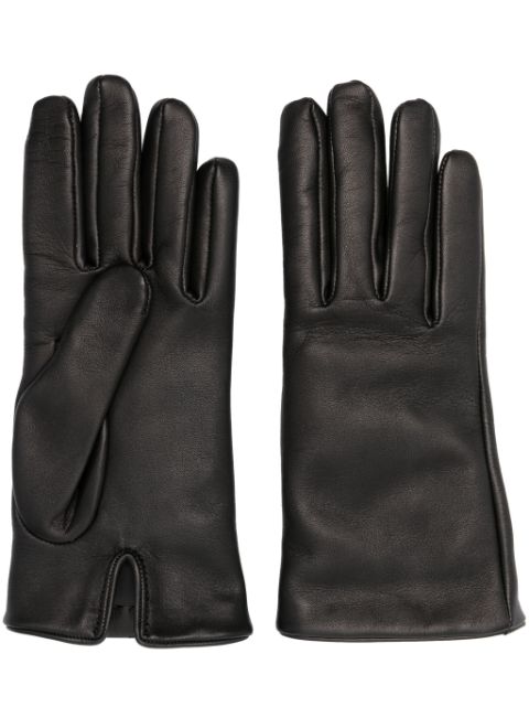Saint Laurent logo-plaque leather gloves