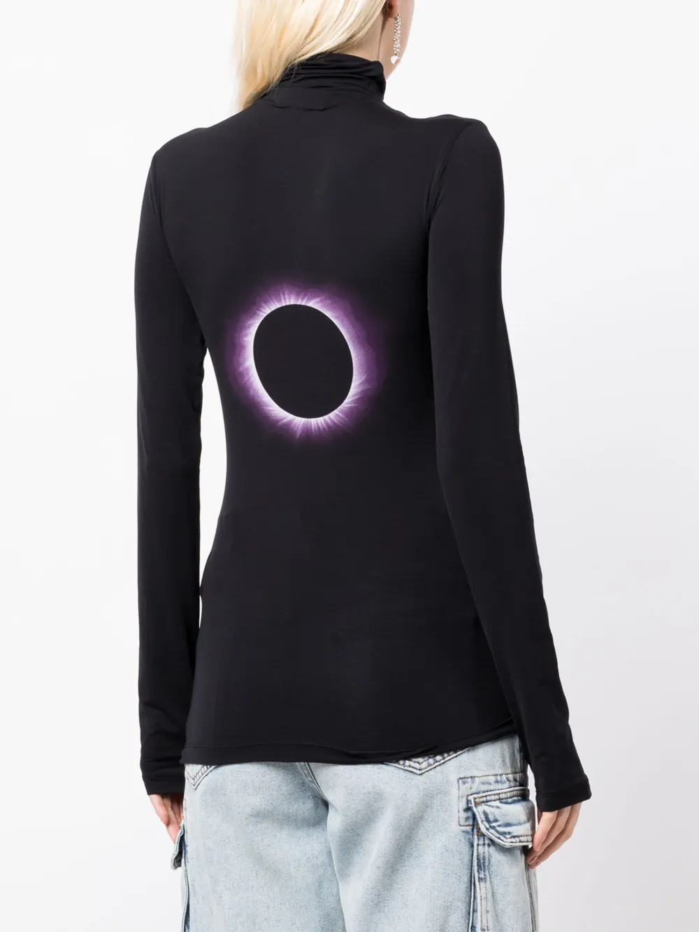 Off-white Logo-print Roll-neck Top In Black
