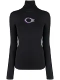 Off-White logo-print roll-neck top - Black