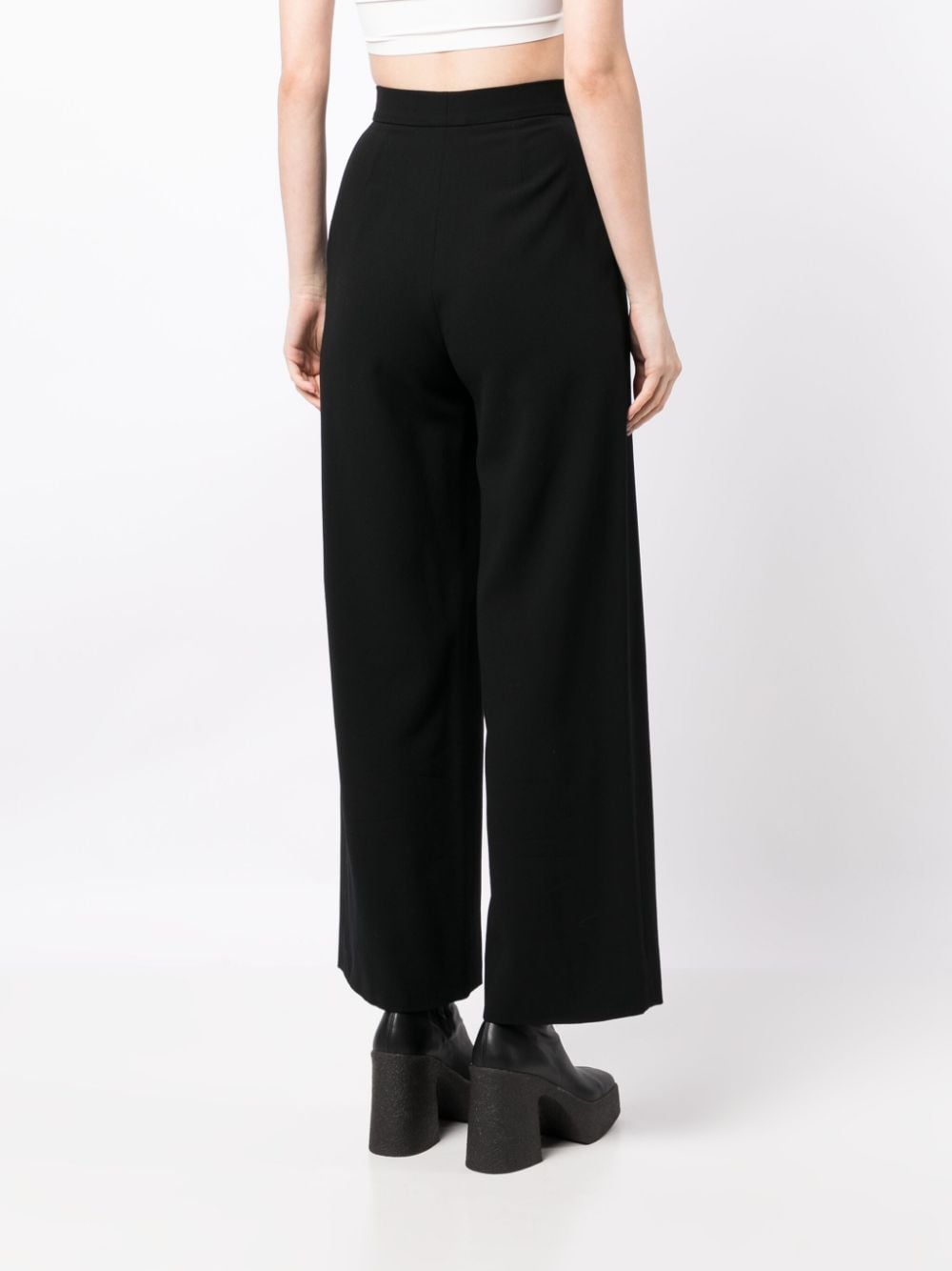 Pre-owned Chanel 1998 Wool Wide-leg Trousers In Black