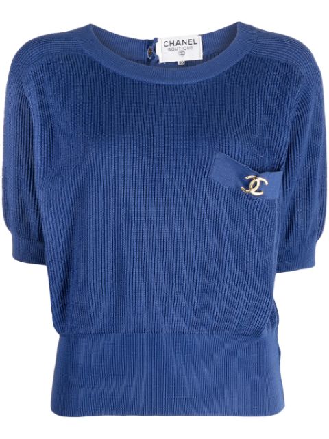 CHANEL 1990-2000s CC rib-knit top Women