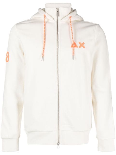 Sun 68 logo-embroidered cotton hoodie