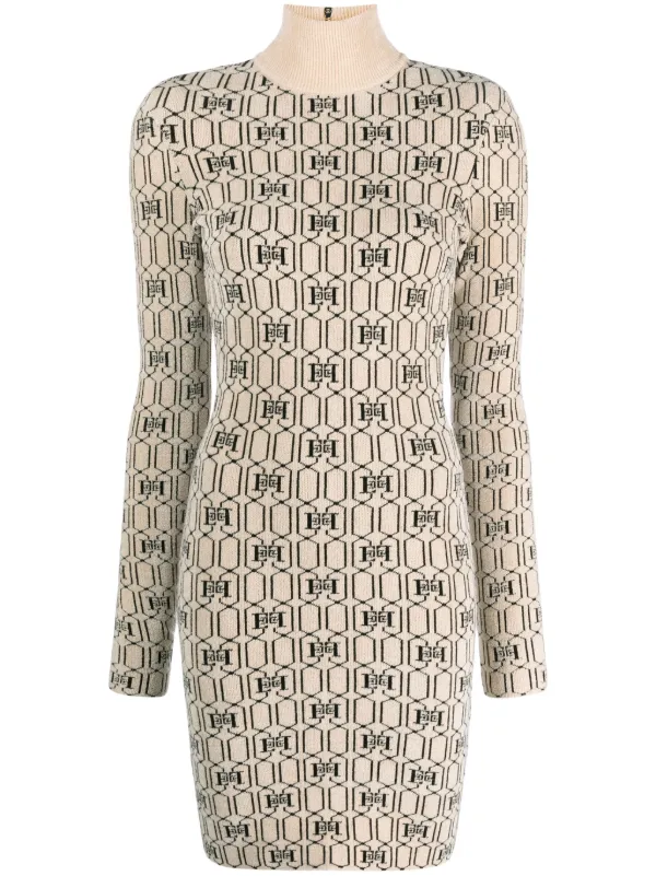 【完売必至♡】ELISABETTAFRANCHI ニット 柄 ミニドレス Elisabetta Franchi モノグラム ニットミニドレス