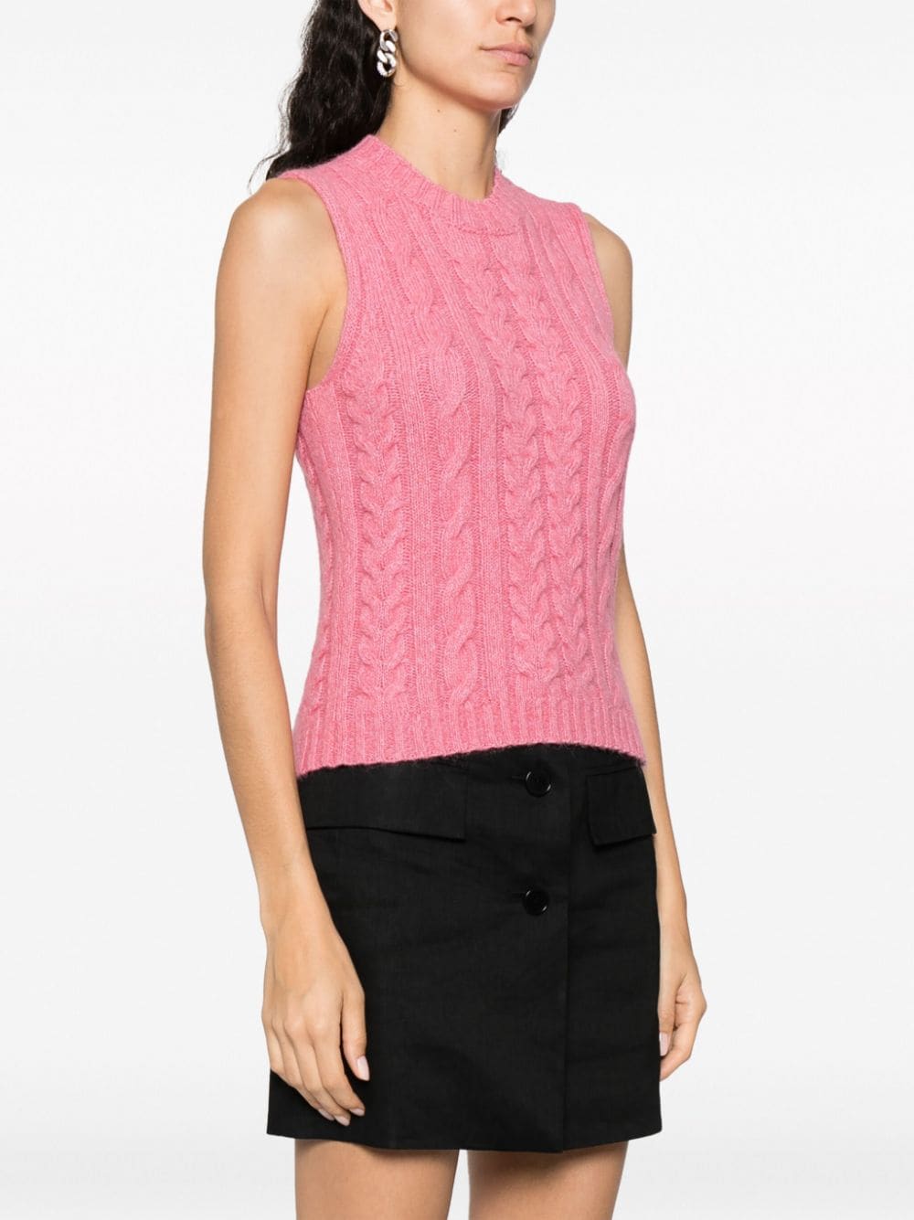 Shop Peserico Sleeveless Cable-knit Top In Pink