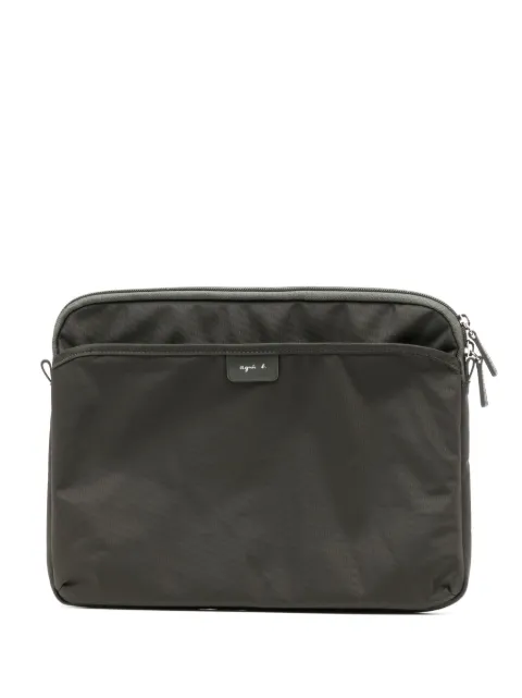 agnès b.  logo-patch zipped laptop bag